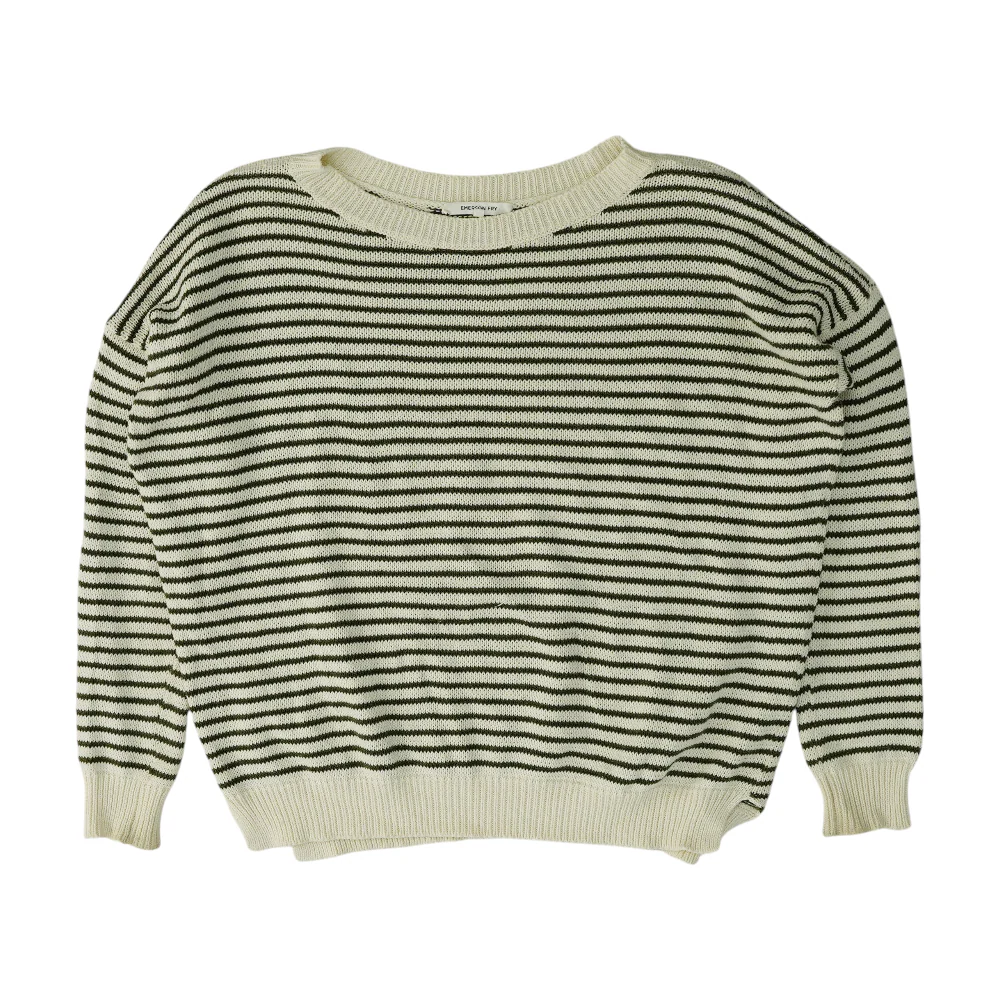 Ivory Striped Pullover Sweater
