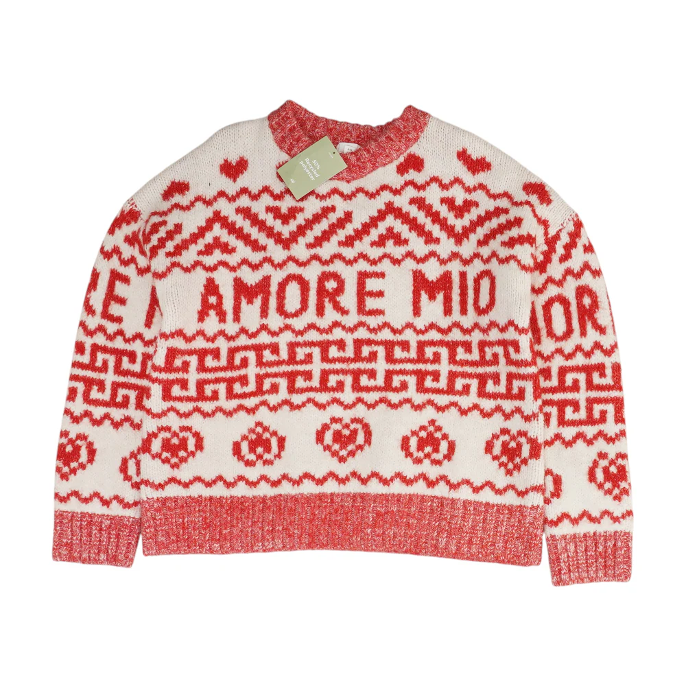 Red Graphic Pullover Sweater