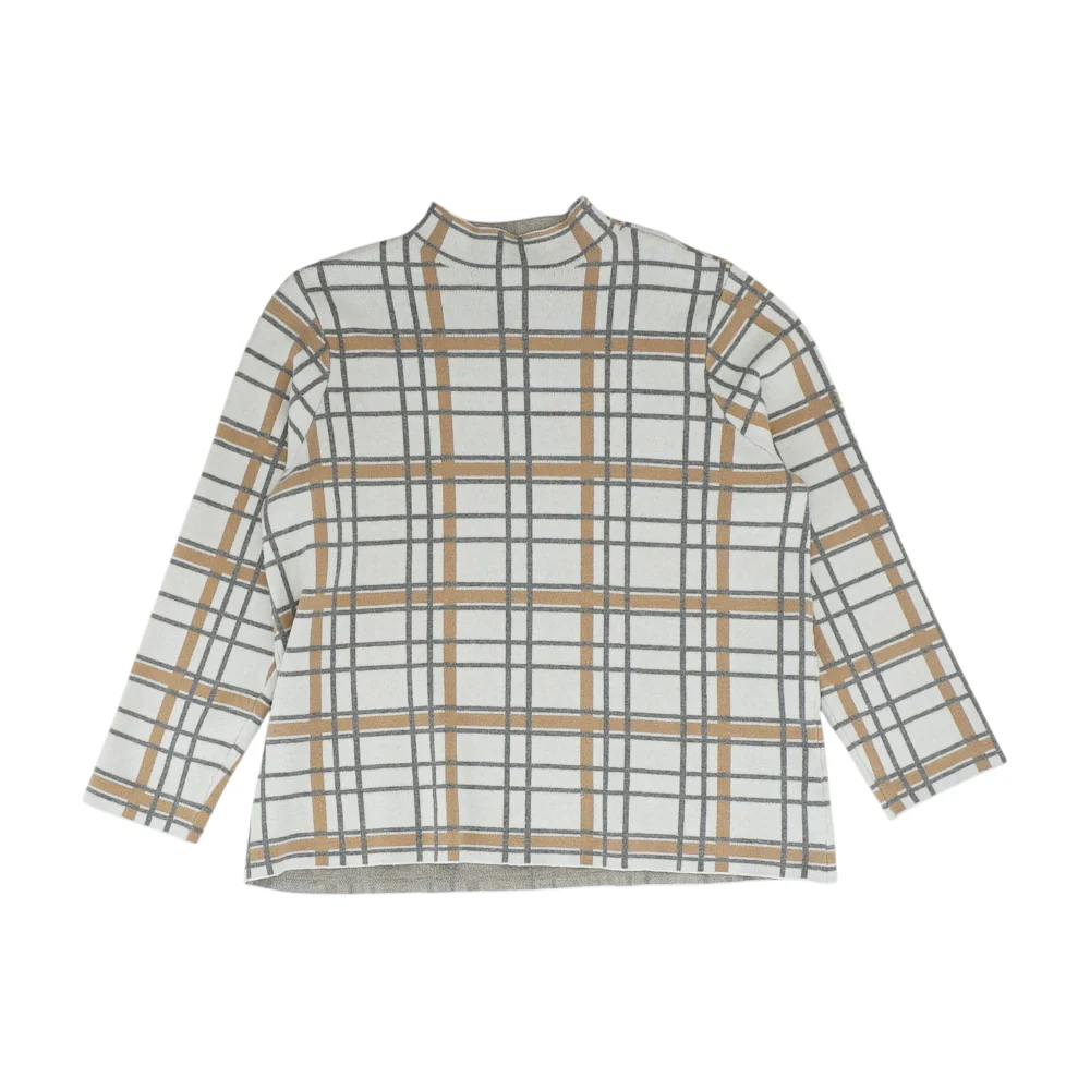 Beige Plus Plaid Pullover Sweater