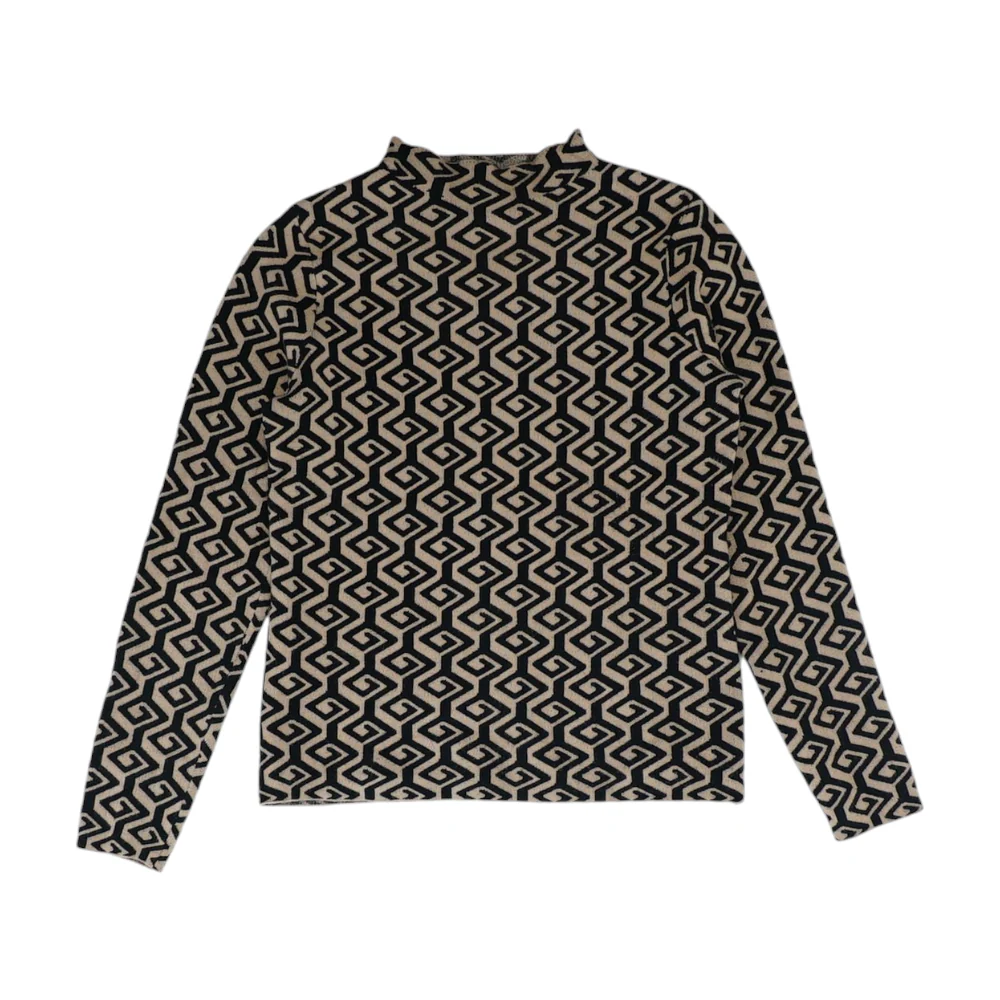 Brown Print Pullover Sweater