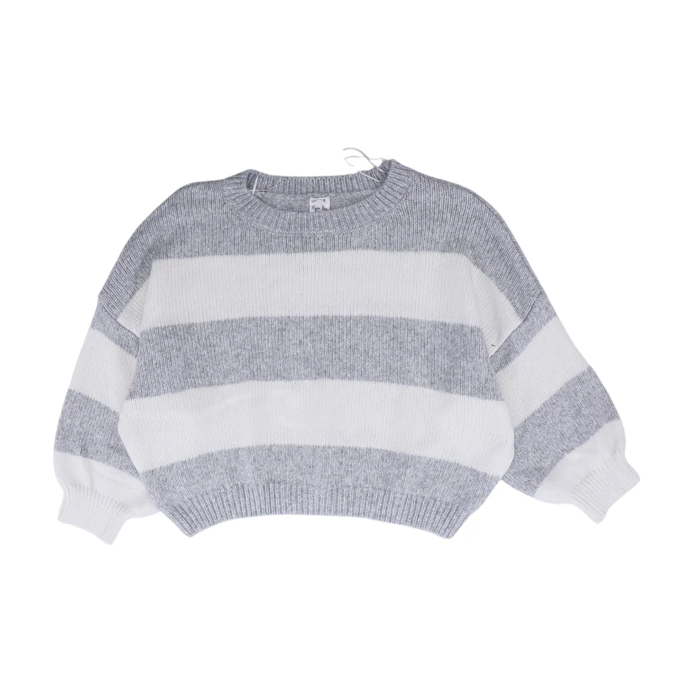 Gray Striped Pullover Sweater