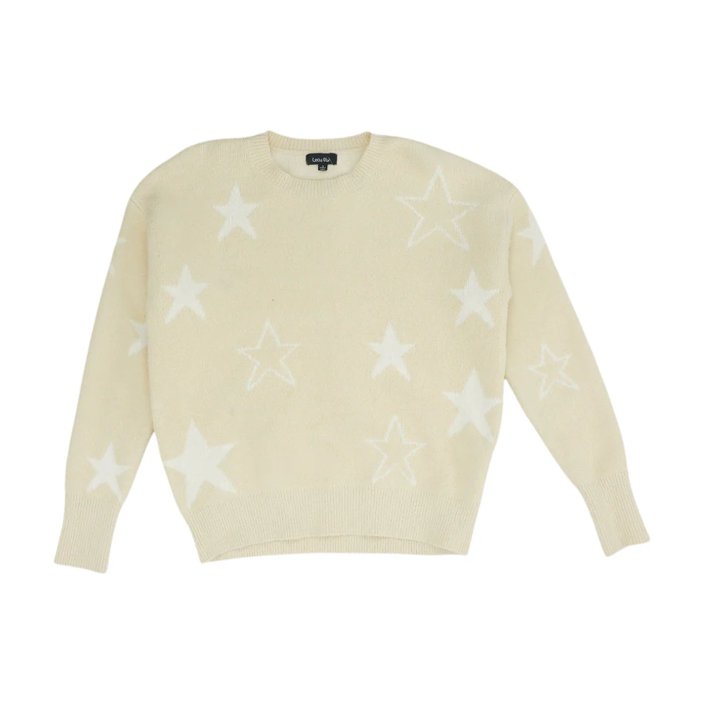 Beige Graphic Pullover Sweater