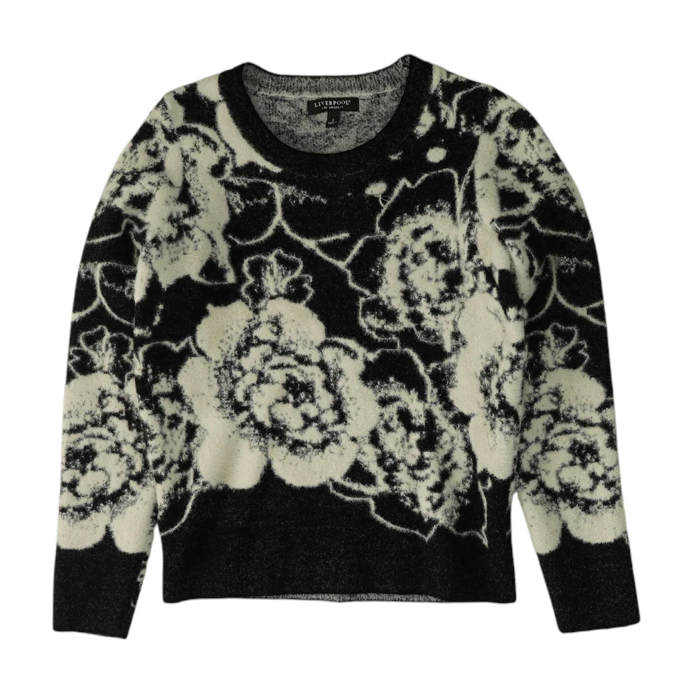 Black Floral Pullover Sweater