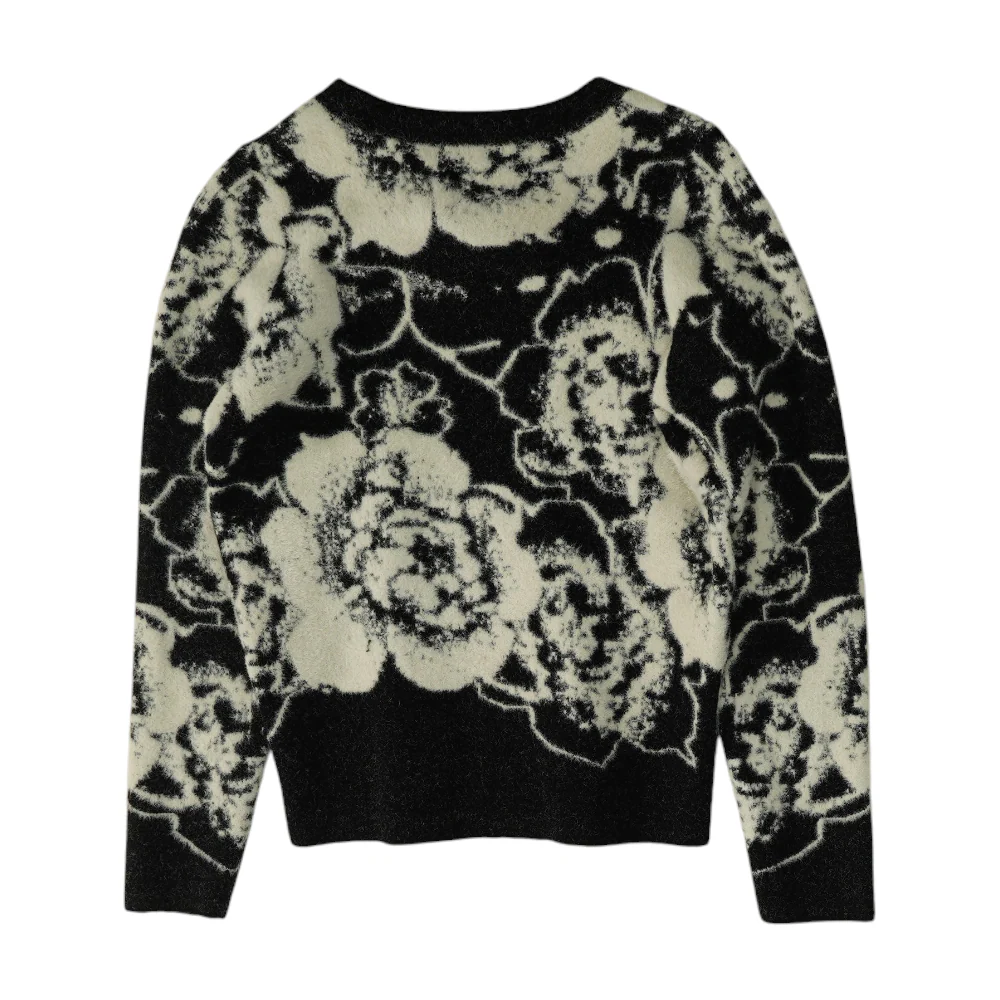Black Floral Pullover Sweater - Image 2