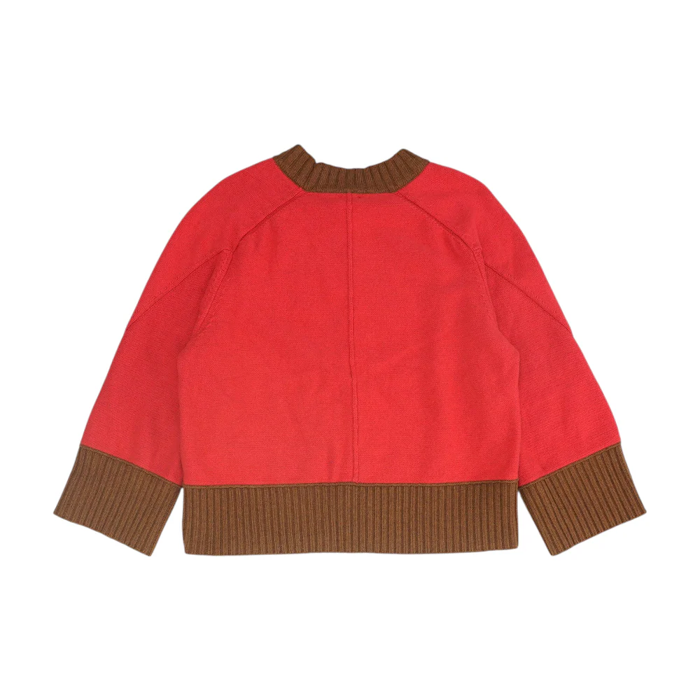Red Color Block Pullover Sweater - Image 2