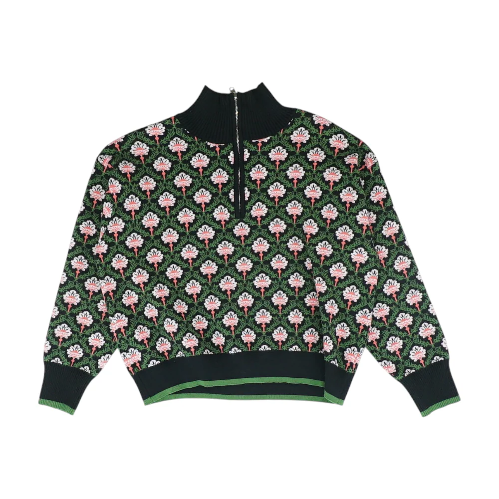 Green Print Pullover Sweater