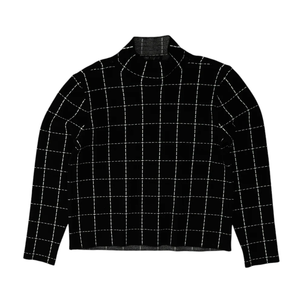 Black Petite Check Pullover Sweater