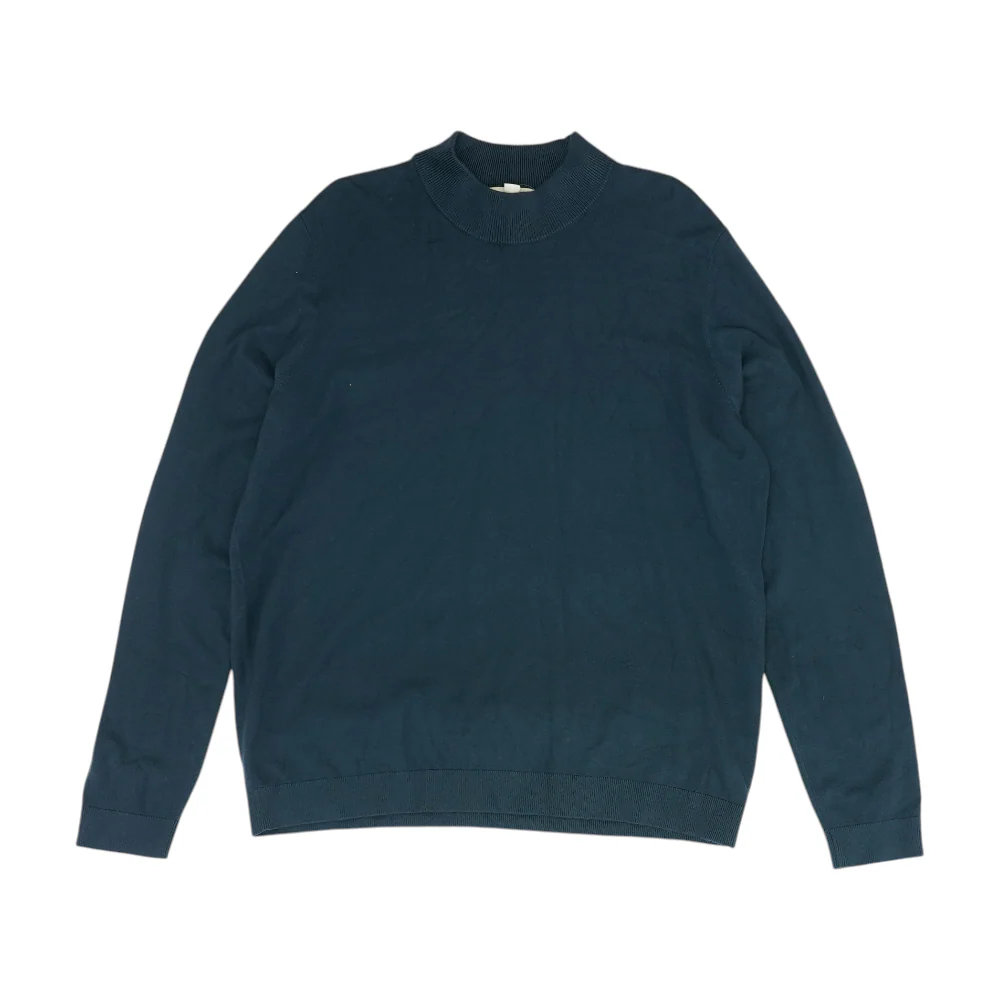 Blue Solid Pullover Sweater