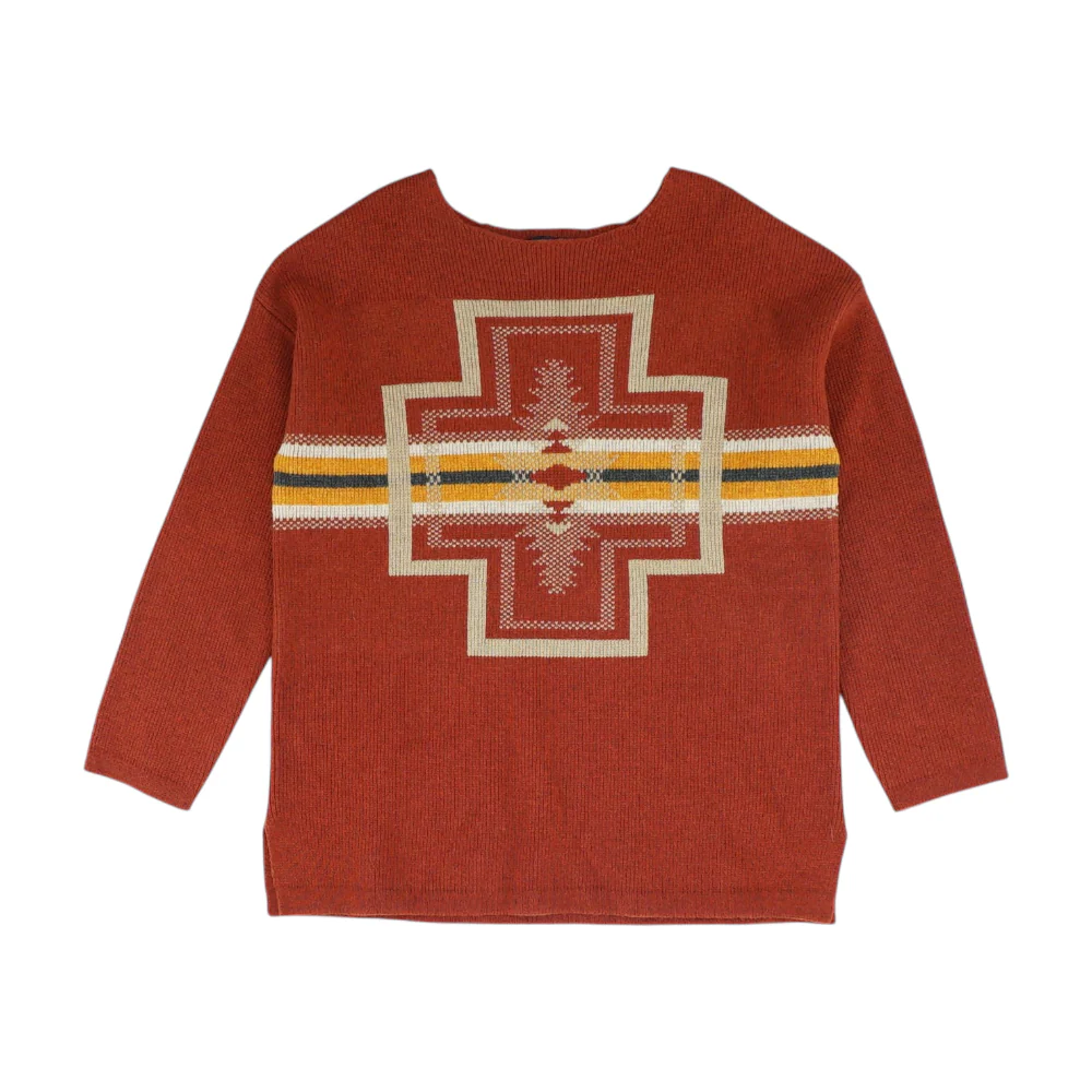 Red Abstract Pullover Sweater