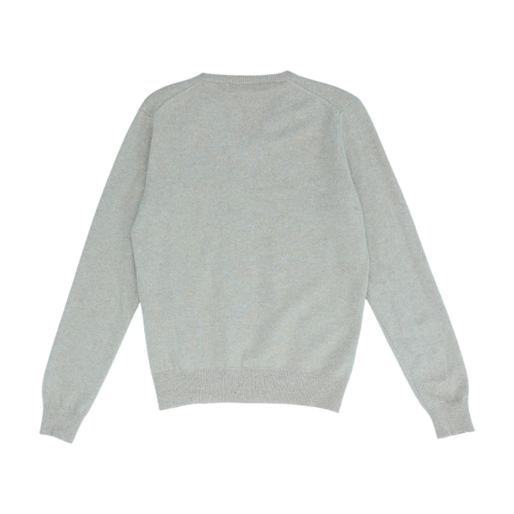 Tan Solid 100% Cashmere V-Neck Sweater - Image 2