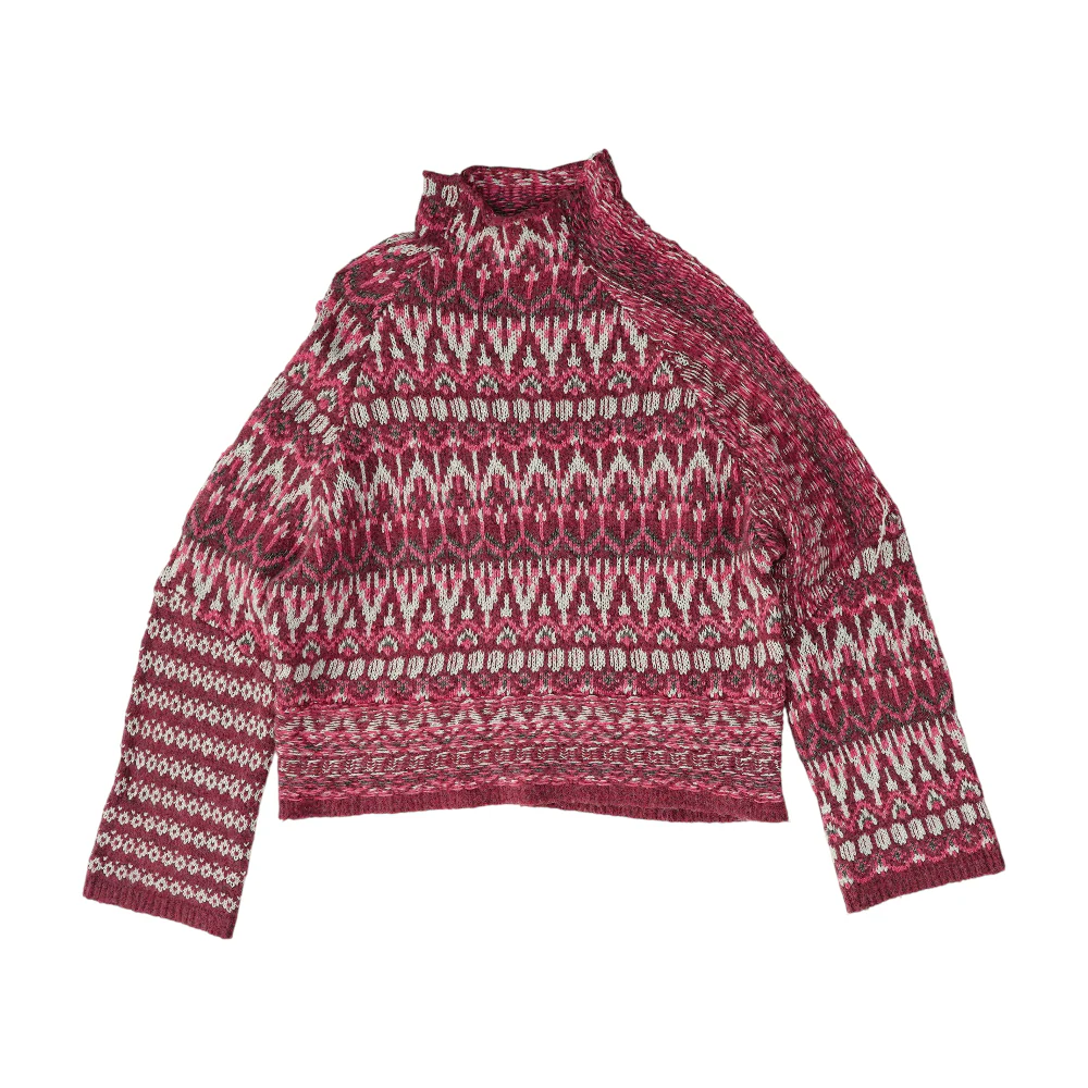 Pink Print Pullover Sweater