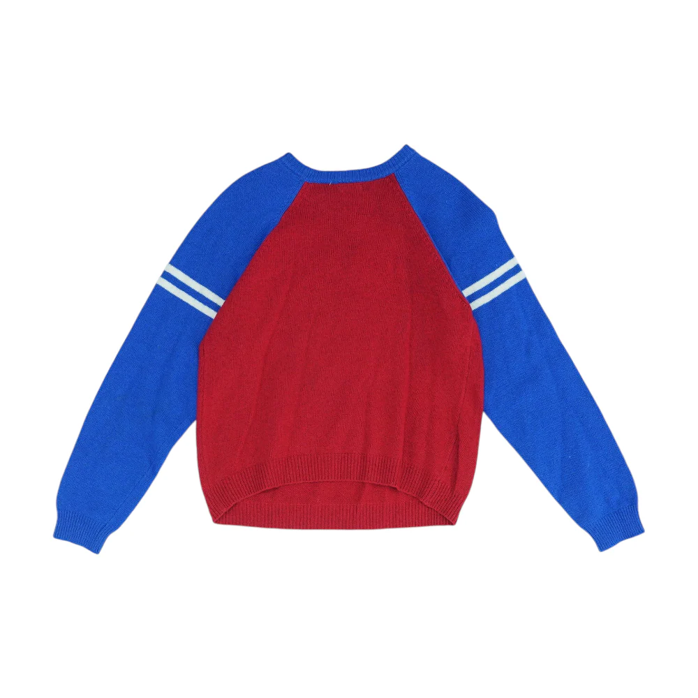 Vintage Red Color Block Pullover Sweater - Image 2