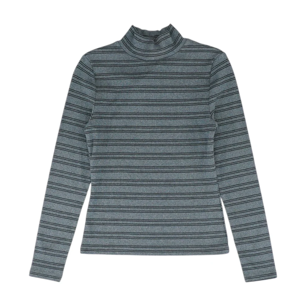 Gray Striped Pullover Sweater