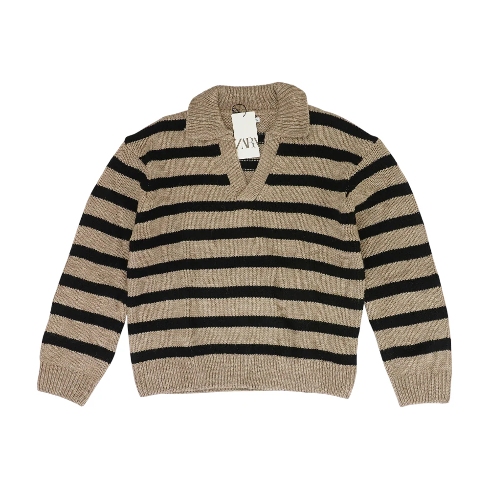 Tan Striped Pullover Sweater