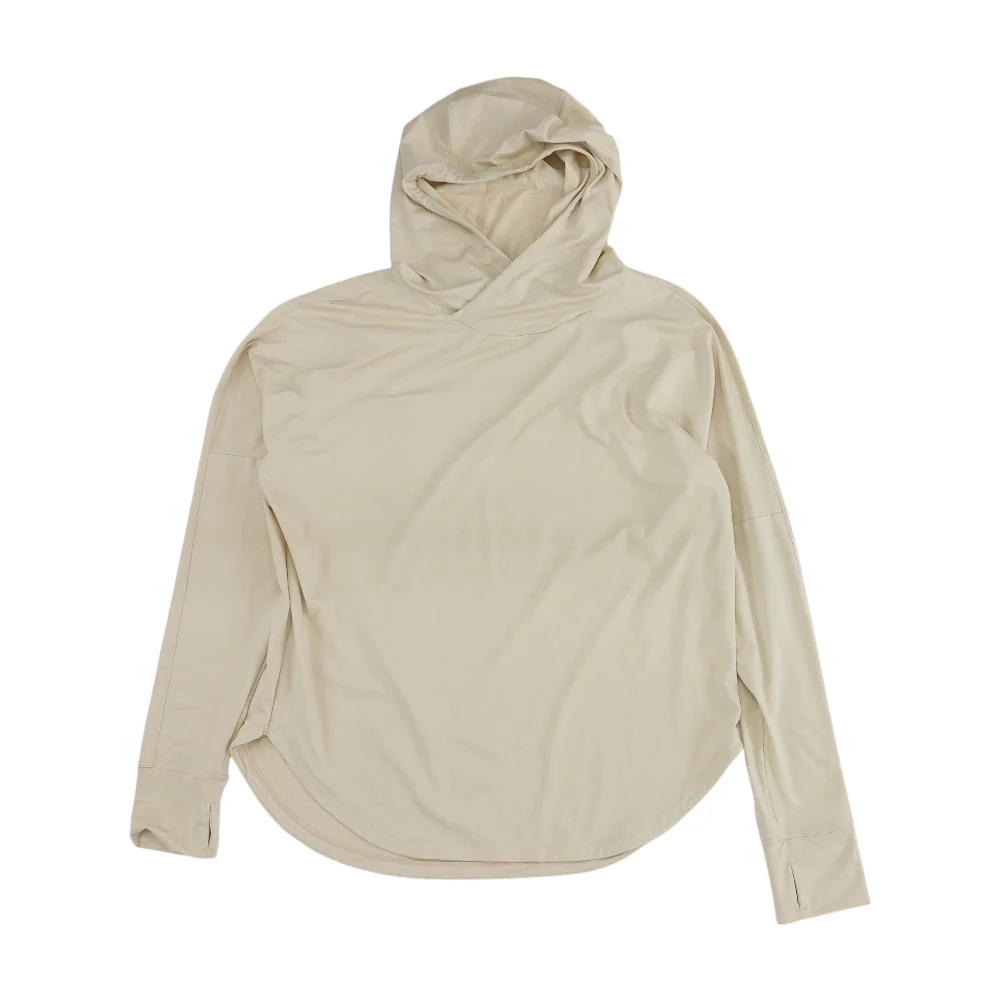 Beige Solid Hoodie Pullover