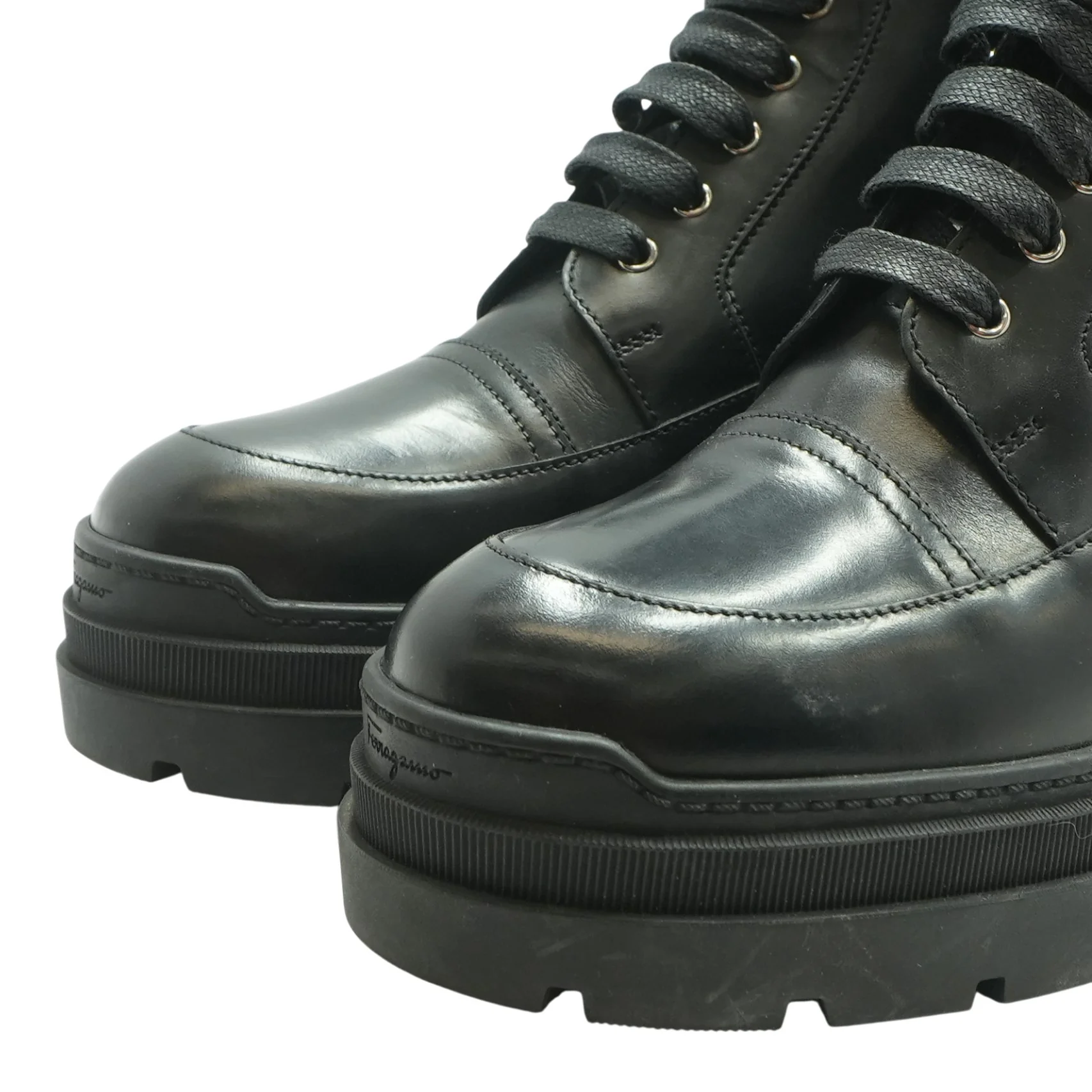 Black Lobermountai Leather Lace-Up Boots - Image 5