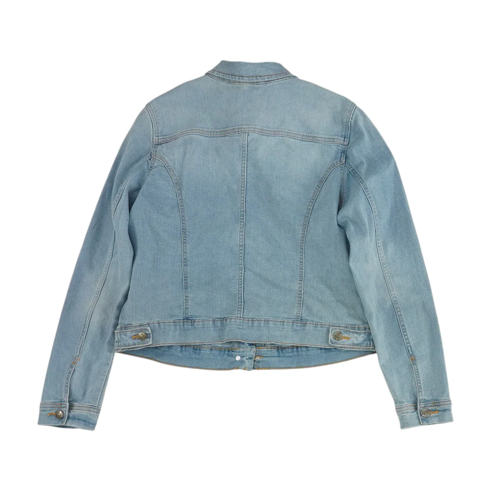 Blue Solid Denim Jacket - Image 2