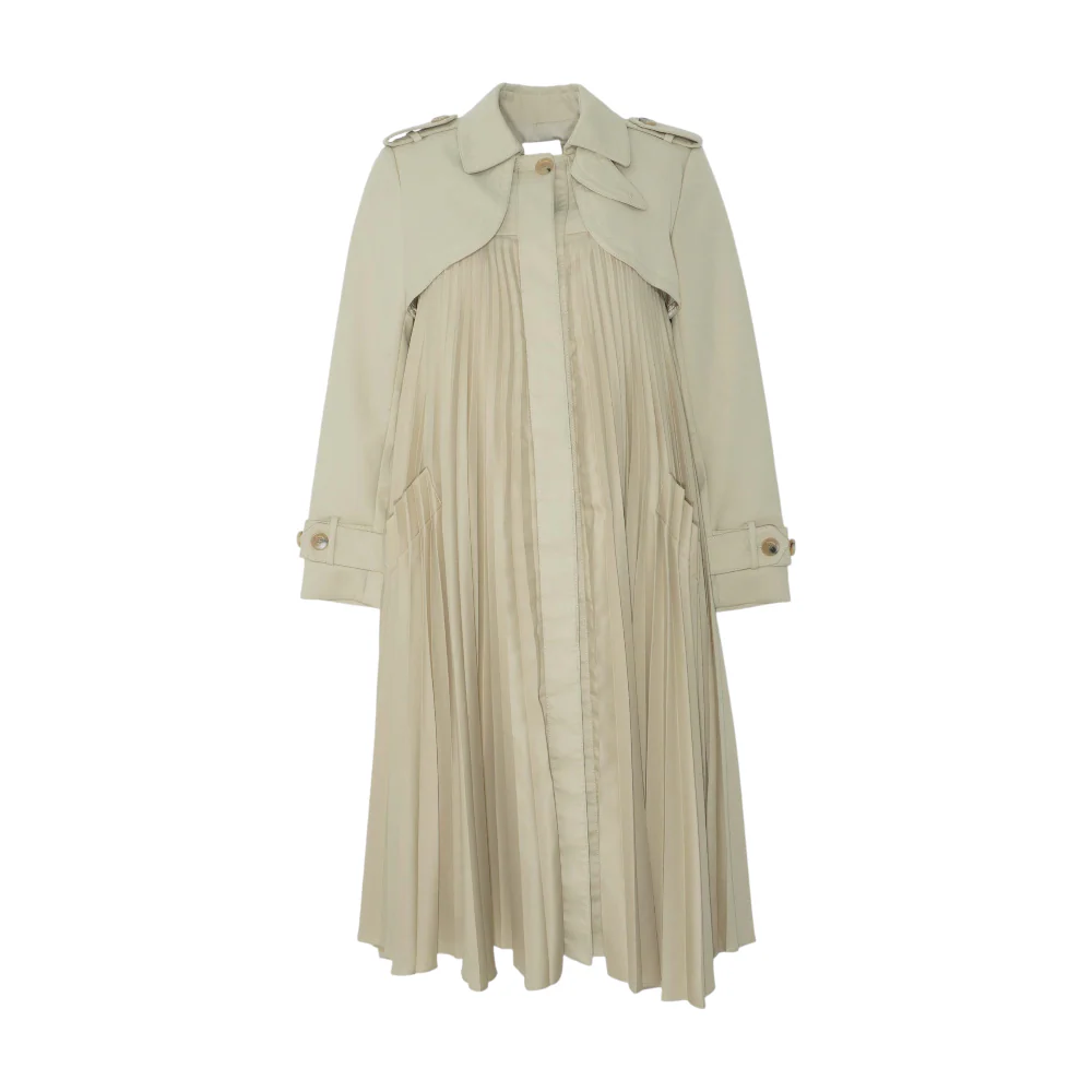 Tan Vino Pleated Trench Coat