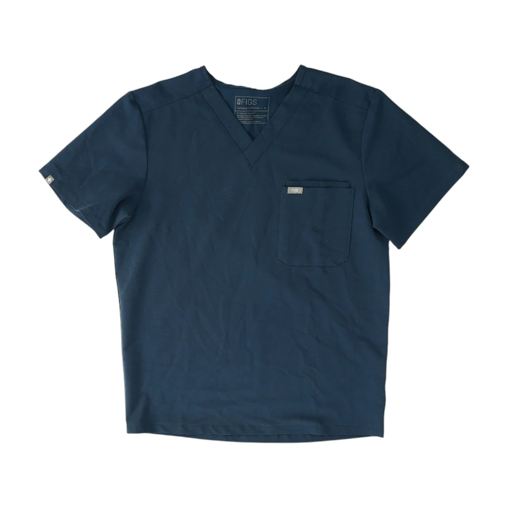 Blue Solid Scrub T-Shirt