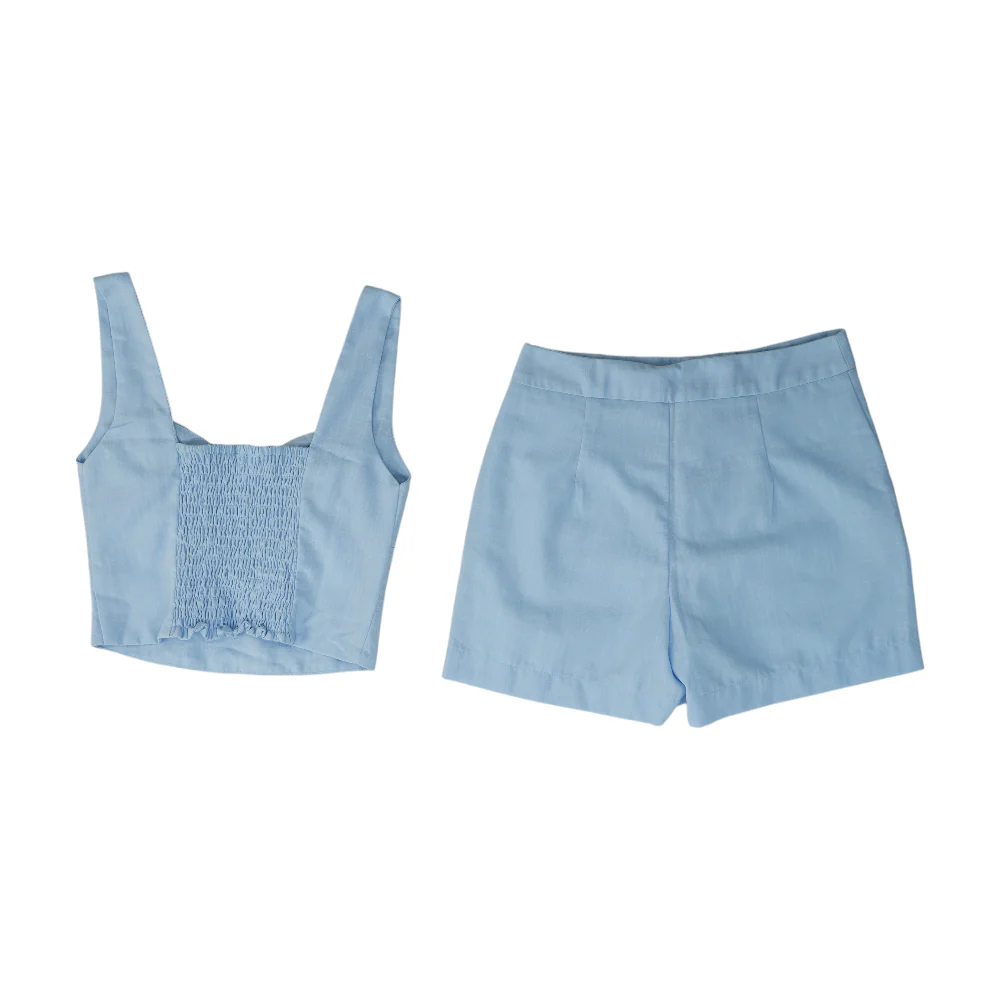 Blue Solid Short Set - Image 2