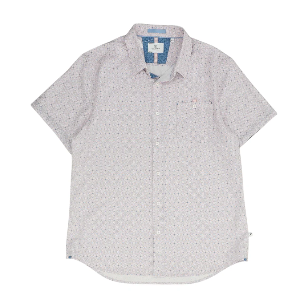 Pink Abstract Short Sleeve Button Down