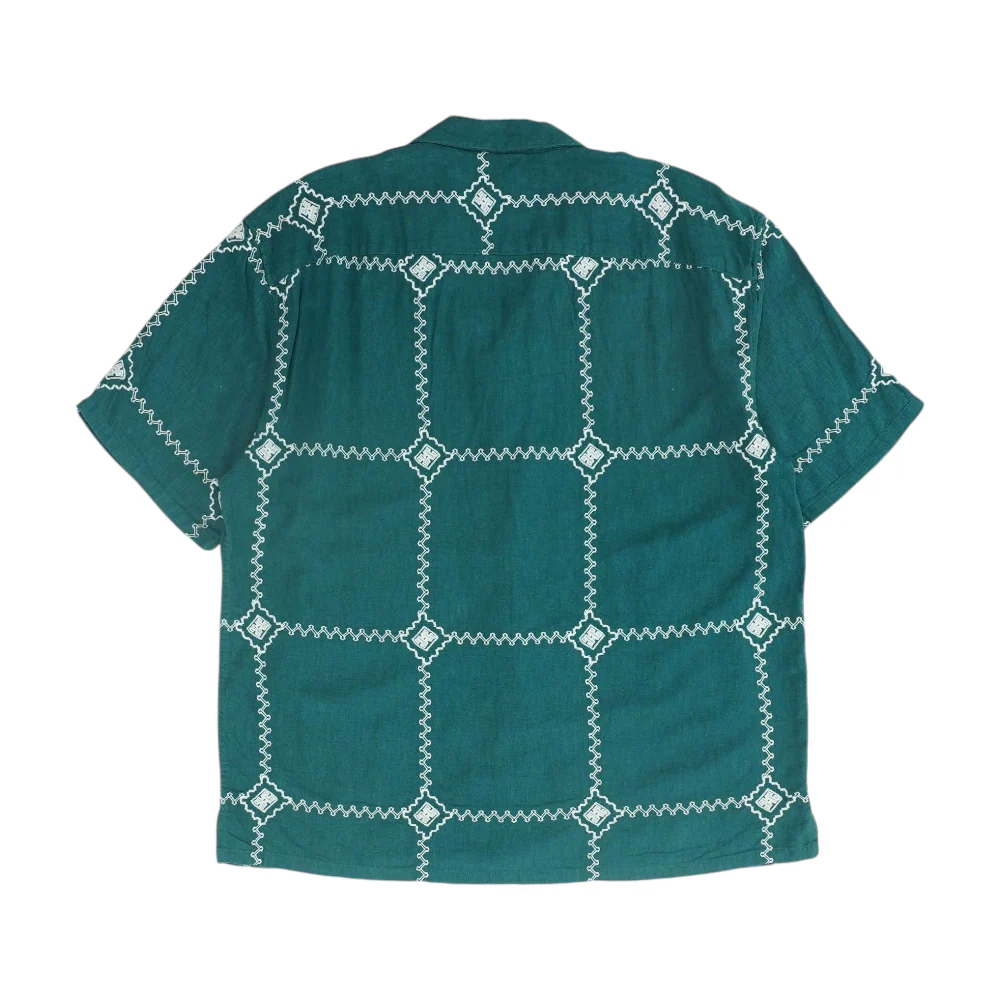 Green Print Short Sleeve Button Down - Image 2