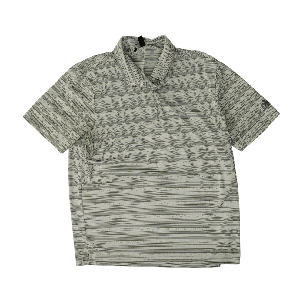 Gray Striped Short Sleeve Polo