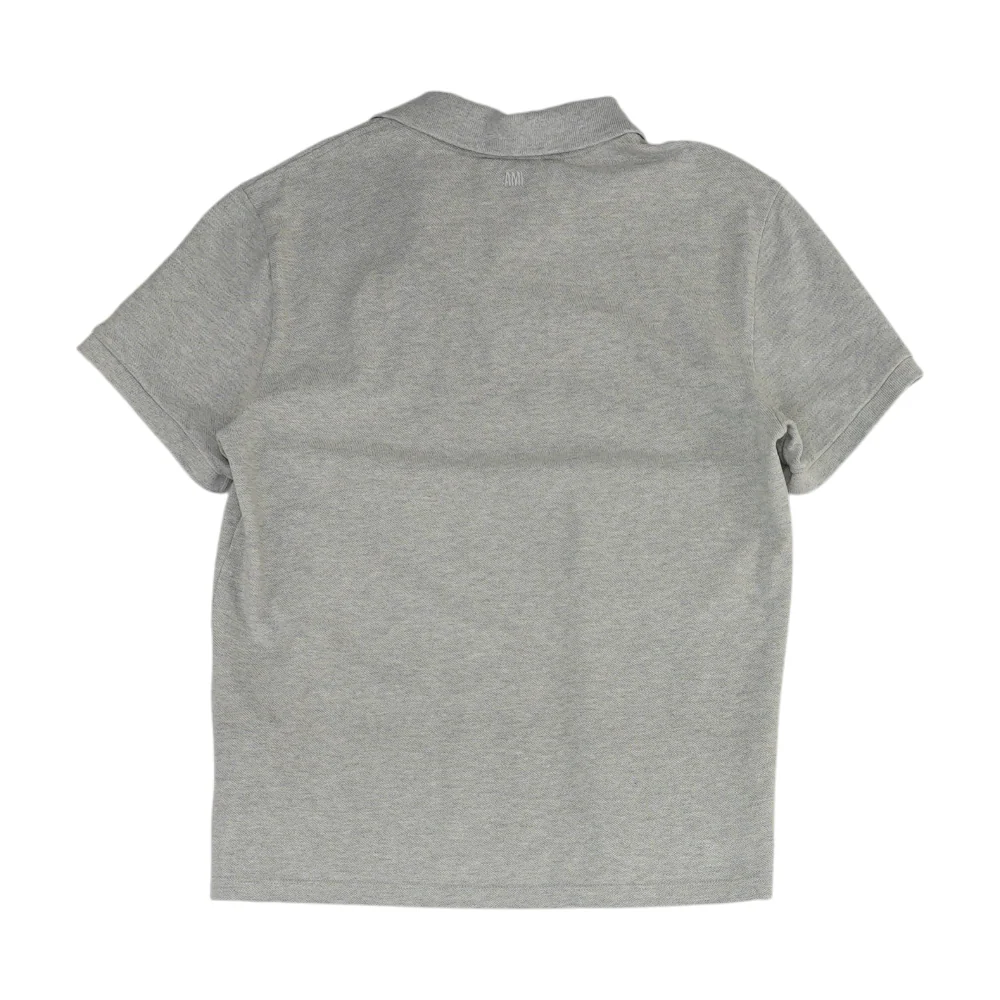 Gray Solid Short Sleeve Polo - Image 2
