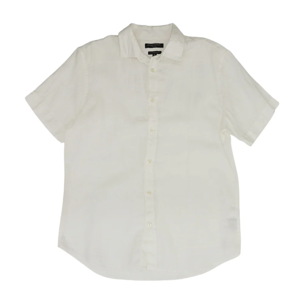 White Solid Short Sleeve Button Down