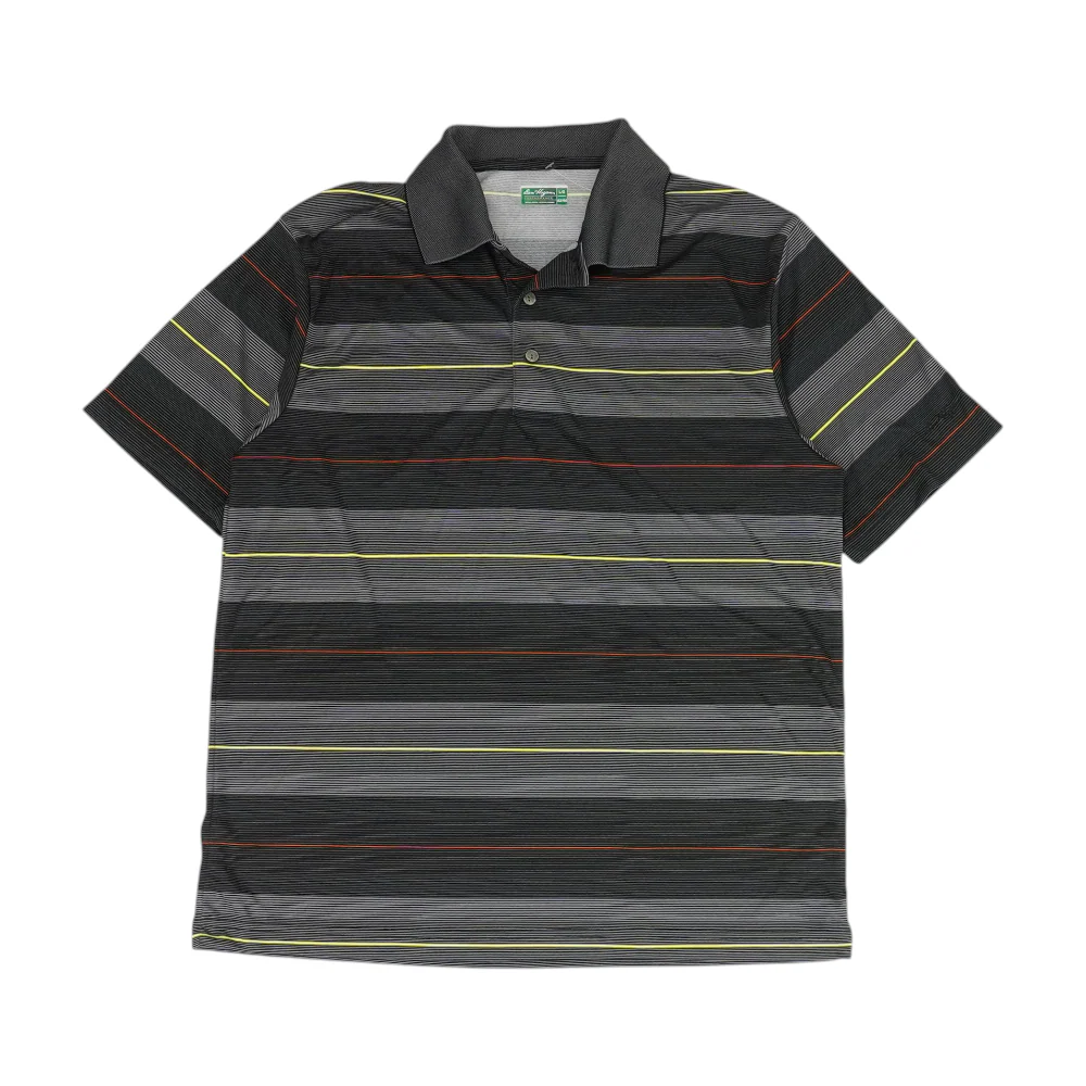 Gray Striped Short Sleeve Polo
