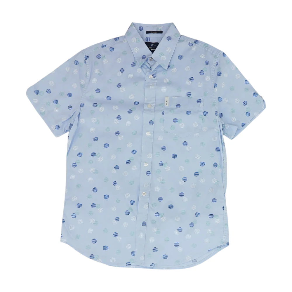 Blue Polka Dot Short Sleeve Button Down