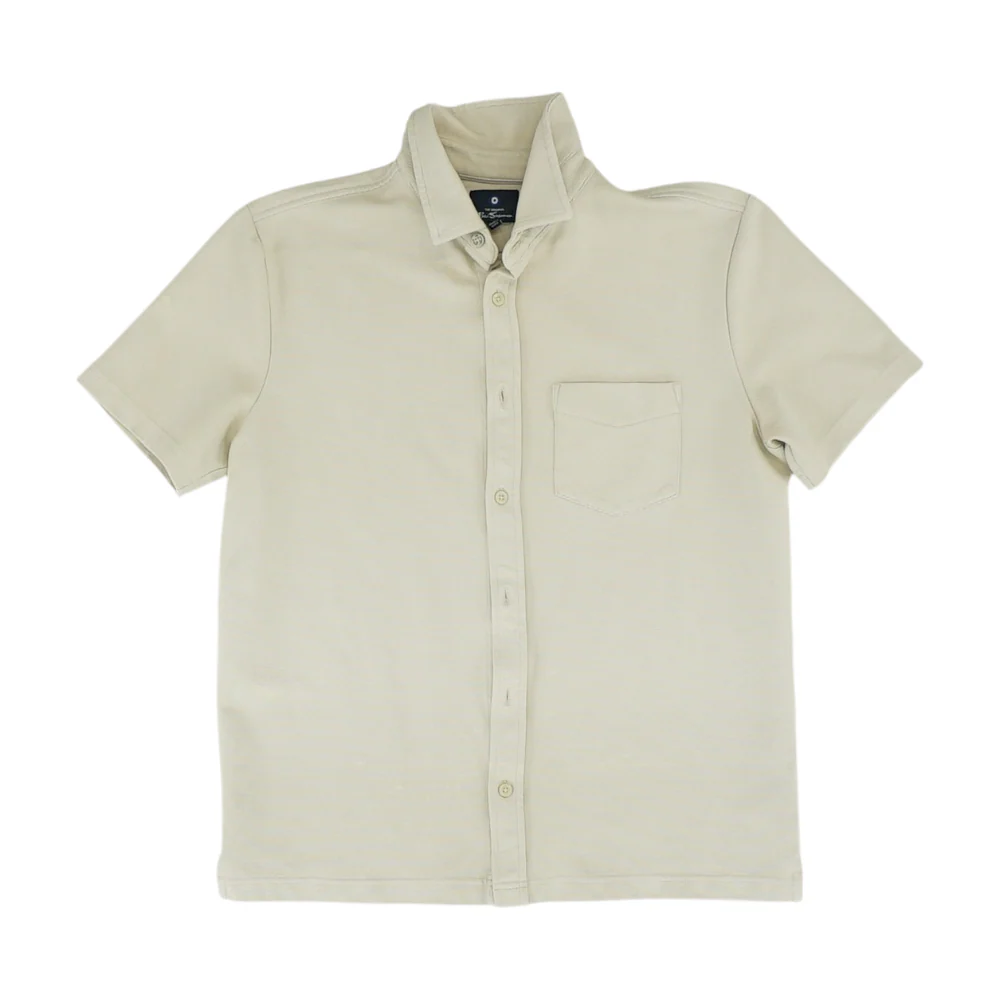 Tan Solid Short Sleeve Button Down
