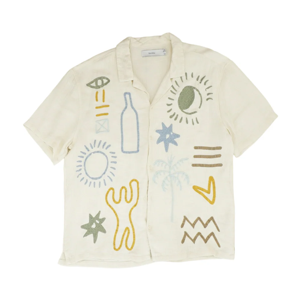 Ivory Graphic Short Sleeve Button Down