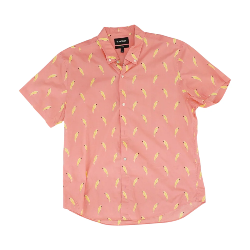 Pink Short Graphic Short Sleeve Button Down