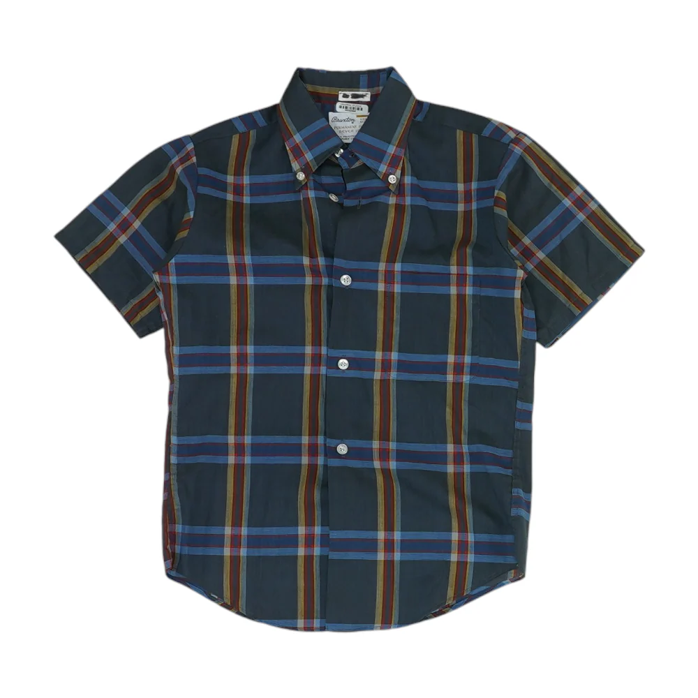 Vintage Blue Plaid Short Sleeve Button Down
