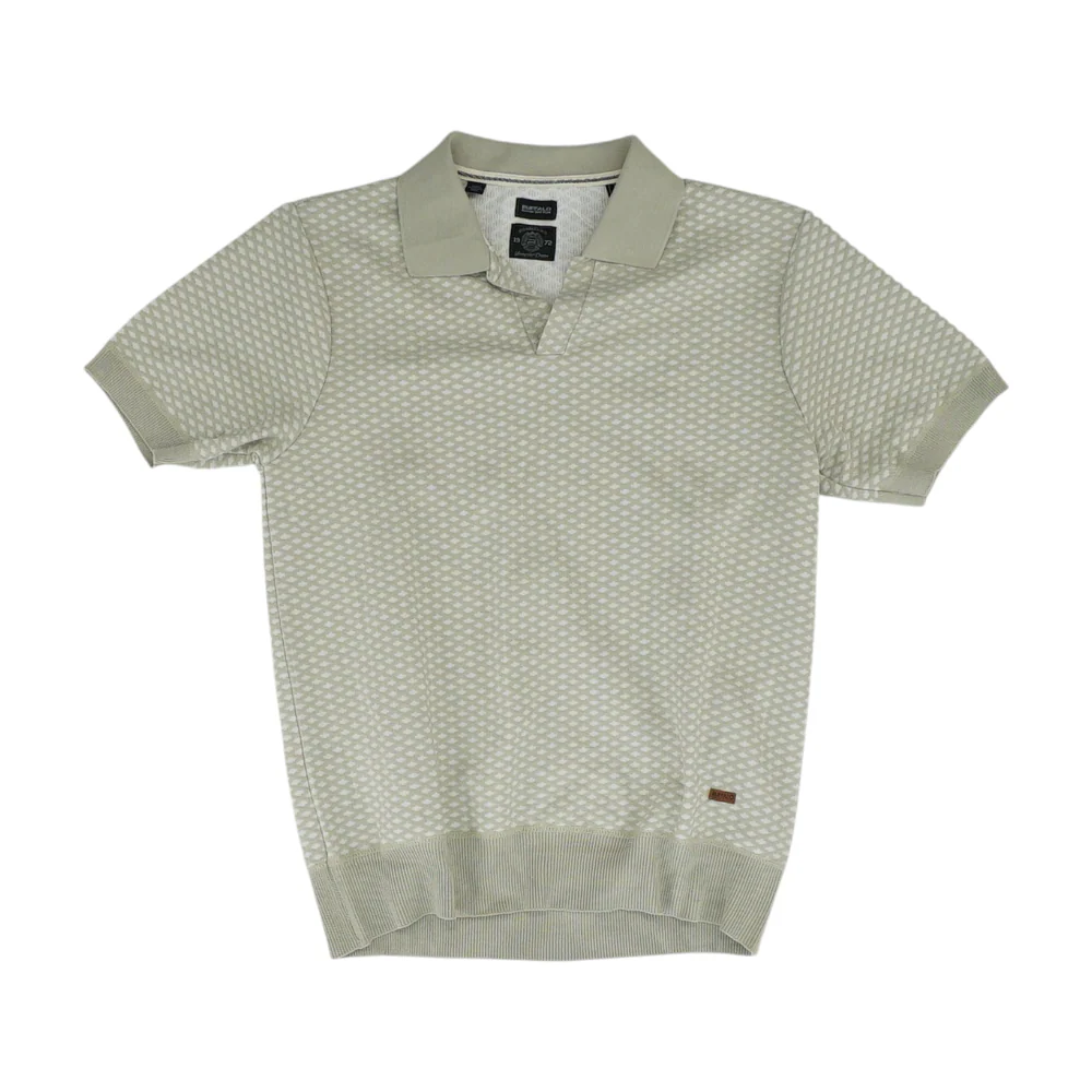 Tan Geometric Short Sleeve Polo