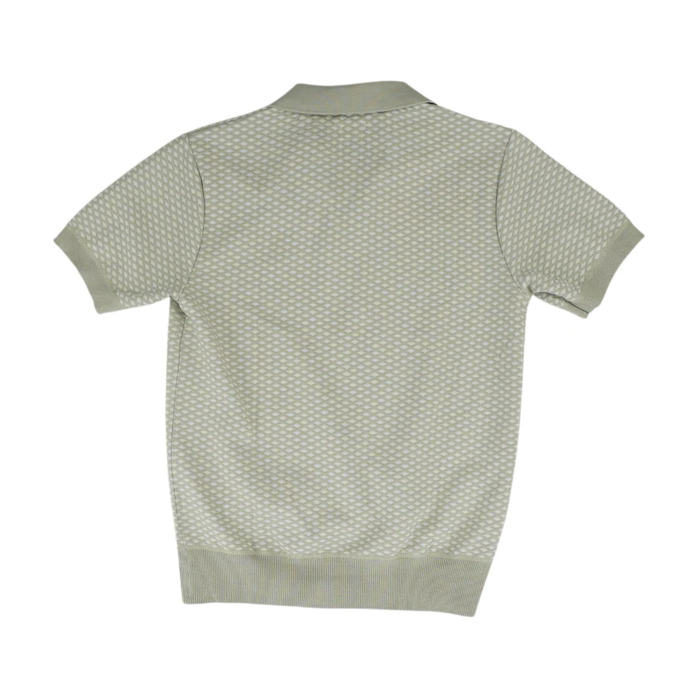 Tan Geometric Short Sleeve Polo - Image 2