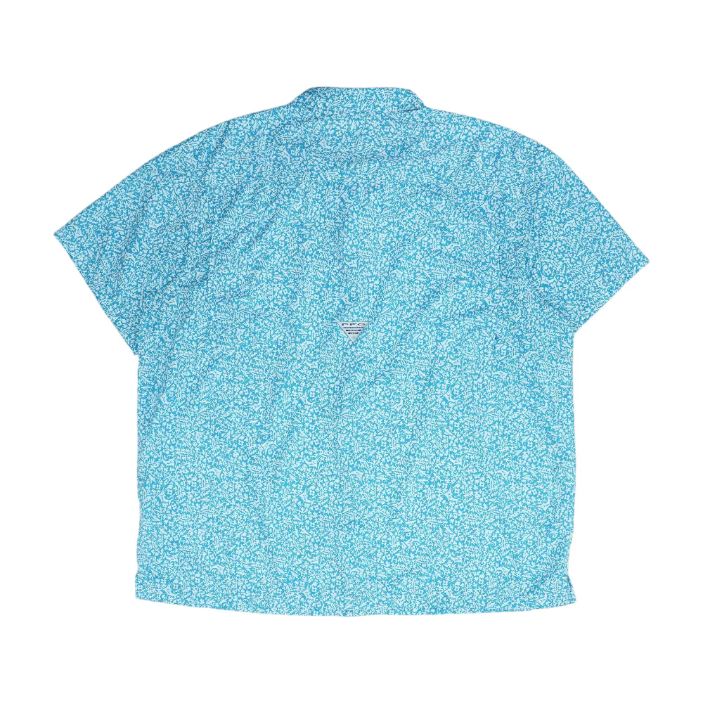 Turquoise Print Short Sleeve Button Down - Image 2