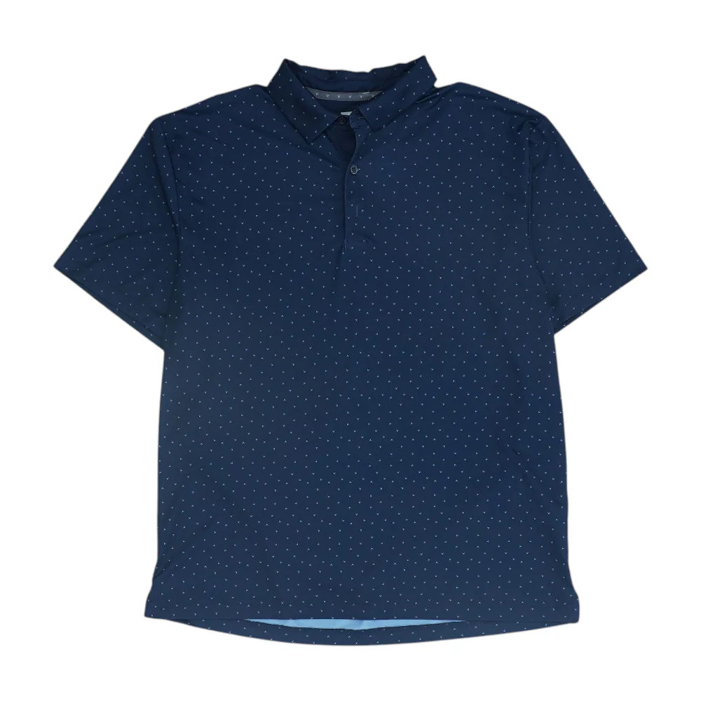 Navy Print Short Sleeve Polo