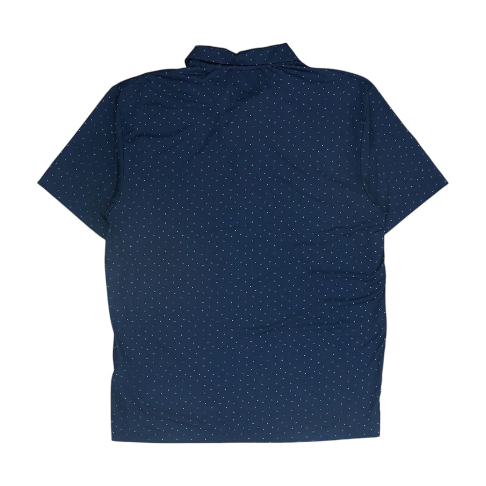 Navy Print Short Sleeve Polo - Image 2
