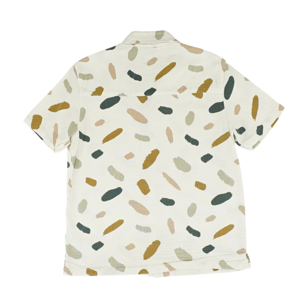 Beige Abstract Short Sleeve Button Down - Image 2