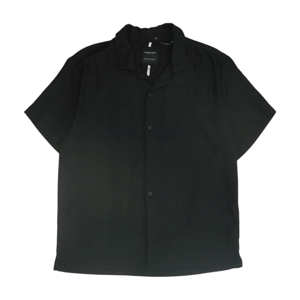 Black Solid Short Sleeve Button Down