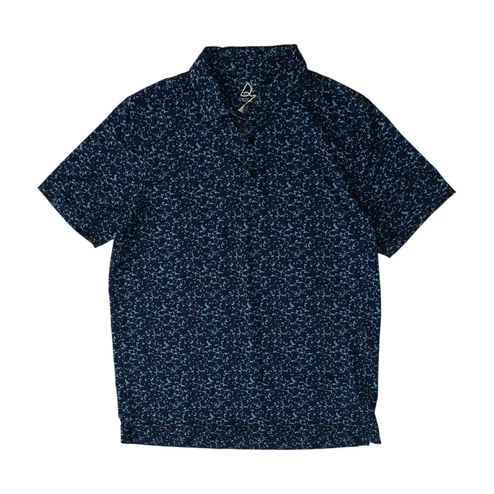 Navy Abstract Short Sleeve Polo
