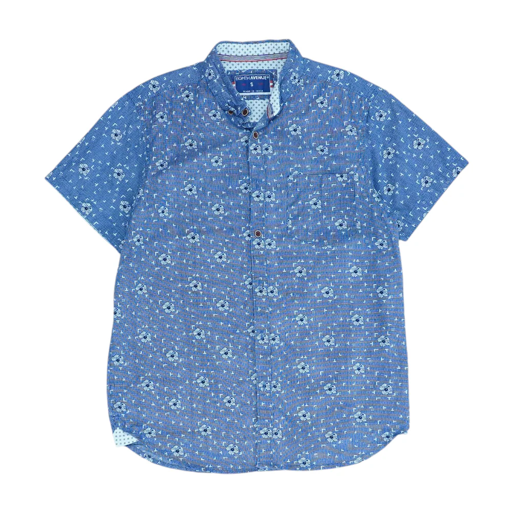Blue Print Short Sleeve Button Down