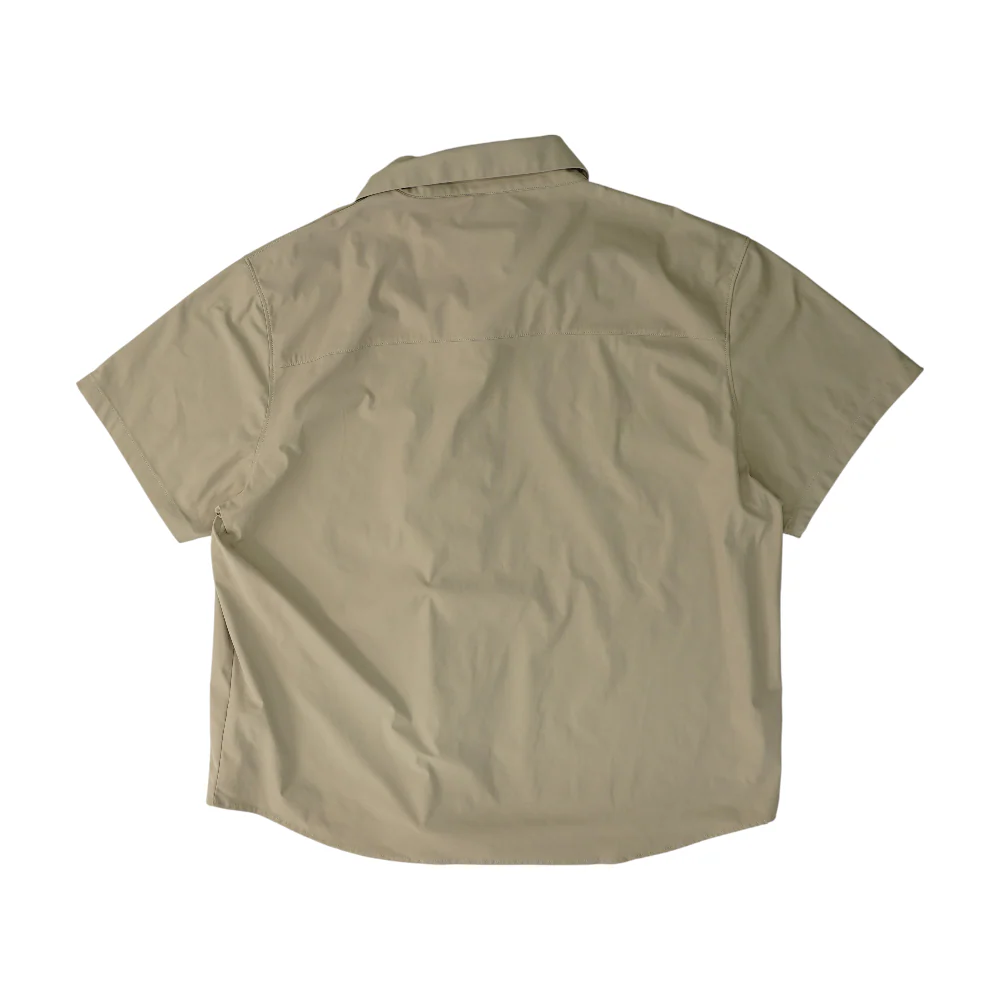 Tan Solid Short Sleeve Button Down - Image 2
