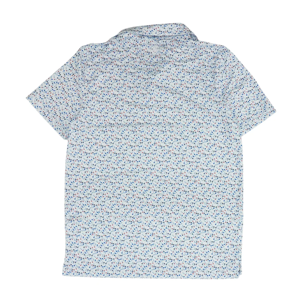 White Floral Short Sleeve Polo - Image 2