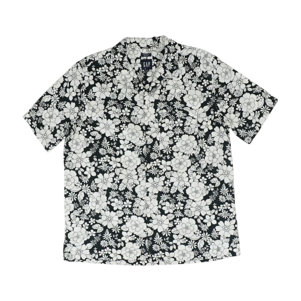 White Floral Short Sleeve Button Down