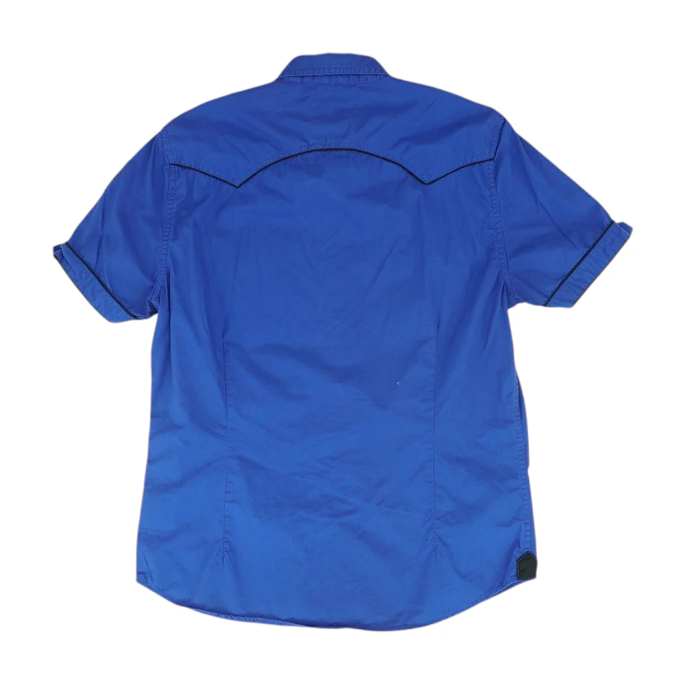 Blue Solid Short Sleeve Button Down - Image 2