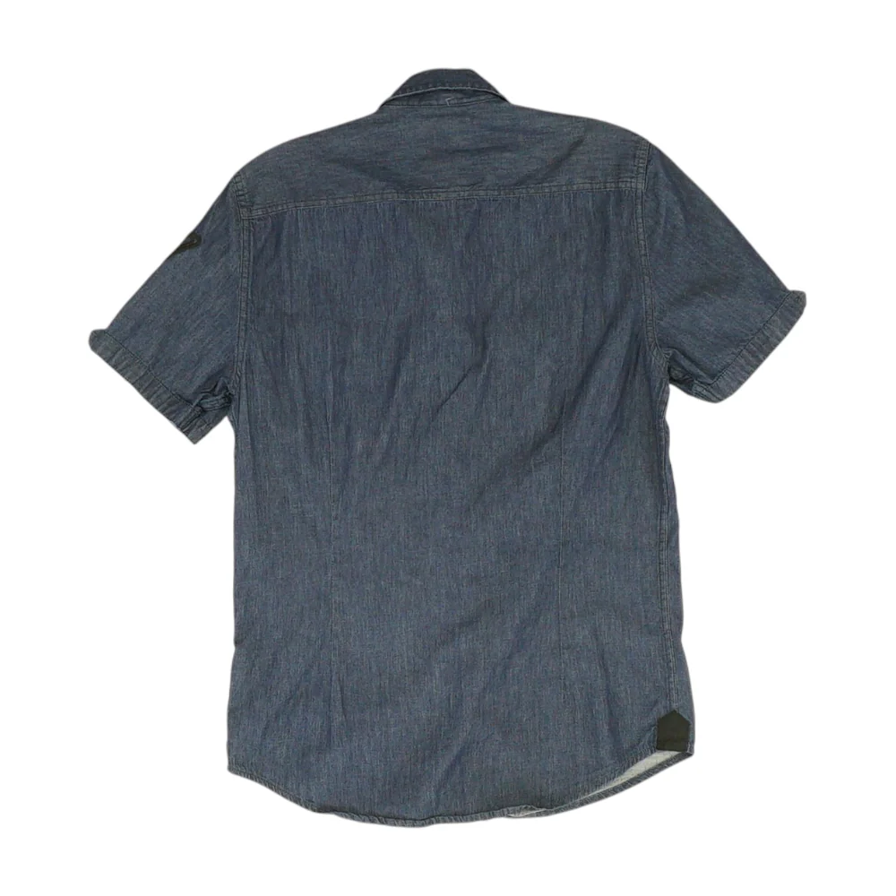 Blue Solid Short Sleeve Button Down - Image 2