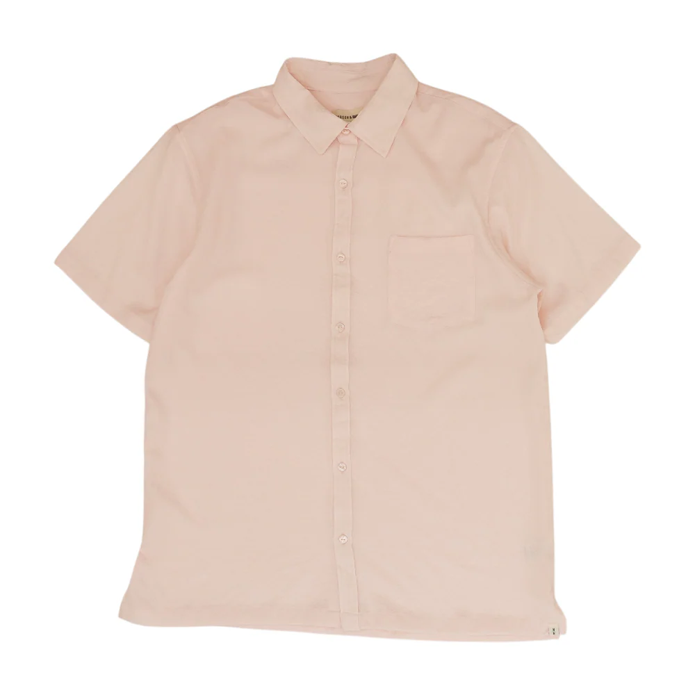 Pink Solid Short Sleeve Button Down